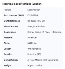 STOUGHTON CORNER RADIUS MILL  Z-PLATE 01-22583-106-00