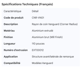 VANGUARD CORNER RADIUS 110" ALUM EXT00012