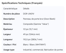 DOOR BLANK 1/2"X49"X110.5" WHT/WHT COMPOSITE VALUE