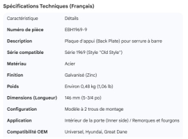 EBERHARD DOOR ROD BACK PLATE