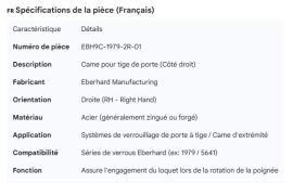 EBERHARD DOOR ROD CAM RH