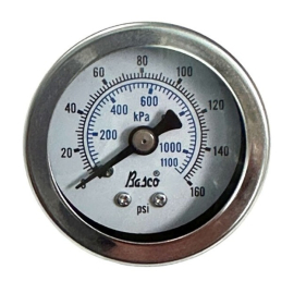 AIR GAUGE LIQUID FILLED 1-5/8" 160PSI CTR BACK
