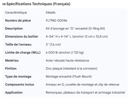 D-RING KIT 4-3/4"H X 4-1/4"W, 3" RING CLIP,6K LB WL