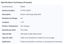 STEP BOLT ZINC 1/4 X 1-1/4" (100)