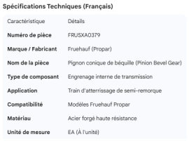 FRUEHAUF PINION LEVEL GEAR