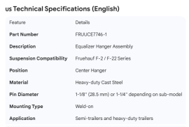 FRUEHAUF F-2 EQUALIZER HANGER ASSY.