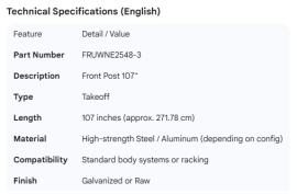 FRONT POST 107" TAKEOFF