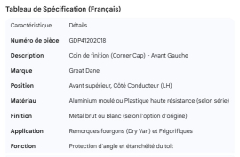 GREAT-DANE CORNER CAP LH