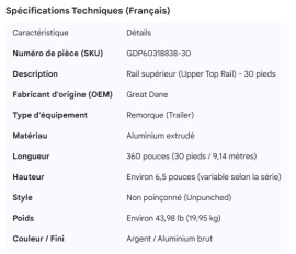 GREAT-DANE TOP RAIL UPPER 30FT