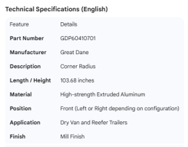 GREAT-DANE CORNER RADIUS 103.68''