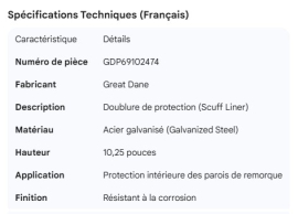 GREAT-DANE SCUFF LINER GALV 10.25"