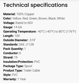 GROTE 6 WAY WIRE 14GA .550" O.D.