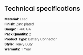 GROTE BATTERY CONNECTOR HEAVY-DUTY  1 TO 4/0 (2)
