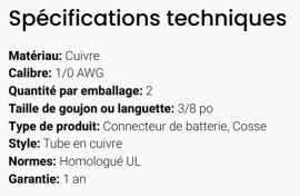 GROTE BATTERY CONNECTOR COPPER 1/0 X 3/8 (2)