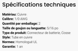 GROTE BATTERY CONNECTORS COPPER 1/0 X 5/16 (2)