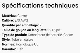 GROTE BATTERY CONNECTOR COPPER LUG 2 GA X 5/16