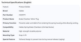 HALDEX BRAKE CHAMBER TETHER PLUG