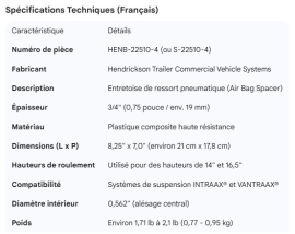 HENDRICKSON AIR BAG SPACER 3/4"