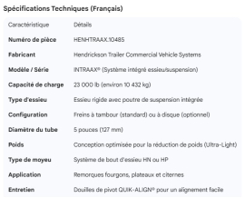 HENDRICKSON AXLE ASSEMBLY