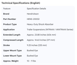 HENDRICKSON SHOCK ABSORBER