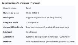 MUDFLAP BRACKET 101-1/2" LONG, FOR 48" WIDE SUBFRAME