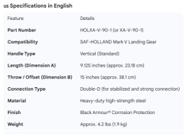HOLLAND CRANK HANDLE MARK V 9.125" VERTICAL