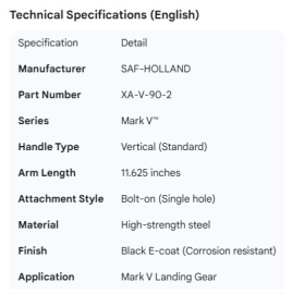 HOLLAND CRANK HANDLE MARK V 11.625" VERTICAL