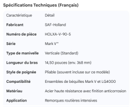 HOLLAND CRANK HANDLE MARK V 14.50" VERTICAL