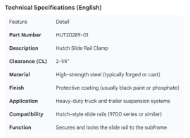 HUTCH SLIDE RAIL CLAMP 2-1/4" CL
