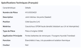 HYUNDAI DOOR INNER GASKET LH