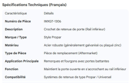 DOOR HOLDBACK BOTTOM RAIL HOOK PROPAR
