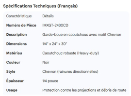 MUD FLAP BLACK RUBBER 1/4 X 24 X 30 CHEVRON