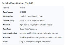 KINEDYNE END CAP PLASTIC FOR CARGO TRACK
