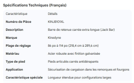 KINEDYNE EXTRA LONG SQUARE JACK BAR 86"-114"