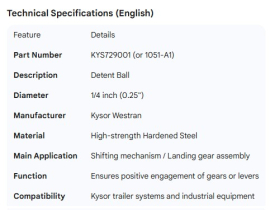 KYSOR WESTRAN DETENT BALL 1/4''(1051-A1)