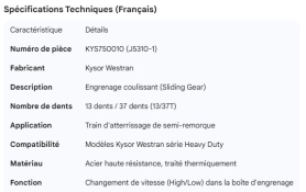 KYSOR WESTRAN SLIDING GEAR 13/37T (J5310-1)
