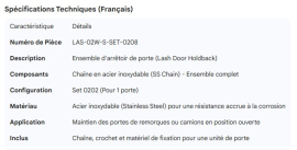 LASH DOOR HOLDBACK  WITH SS CHAIN (SET)- 0202 (1 DOOR)