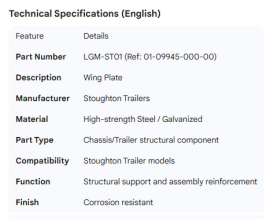 STOUGHTON WING PLATE 01-09945-000-00
