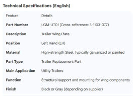 UTILITY WING PLATE LH 3-1103-077