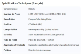 UTILITY WING PLATE RH 3-1103-078