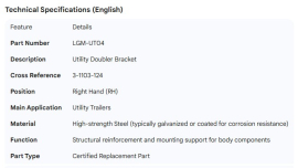 UTILITY DOUBLER BRACKET RH 3-1103-124