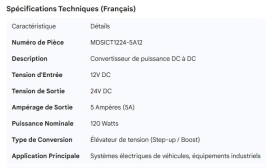 POWER CONVERTER DC 12V TO 24V 5AMP