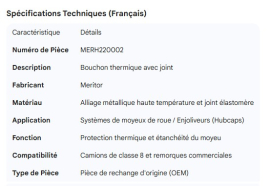 MERITOR THERMAL PLUG WITH  GASKET