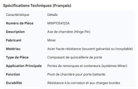 MINER HINGE PIN