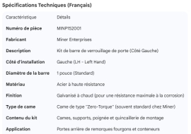 MINER LOCKROD KIT LH