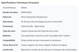 MINER LOCKROD KIT RH