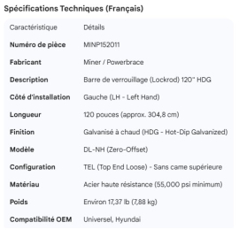 MINER LOCKROD LH DL 120" HDG NO TOP CAM