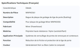 MINER DOOR ROD GUIDE PLATE BUSHING FOR MINP40055