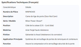 MINER DOOR ROD CAM C/S