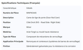 MINER DOOR ROD CAM R/S